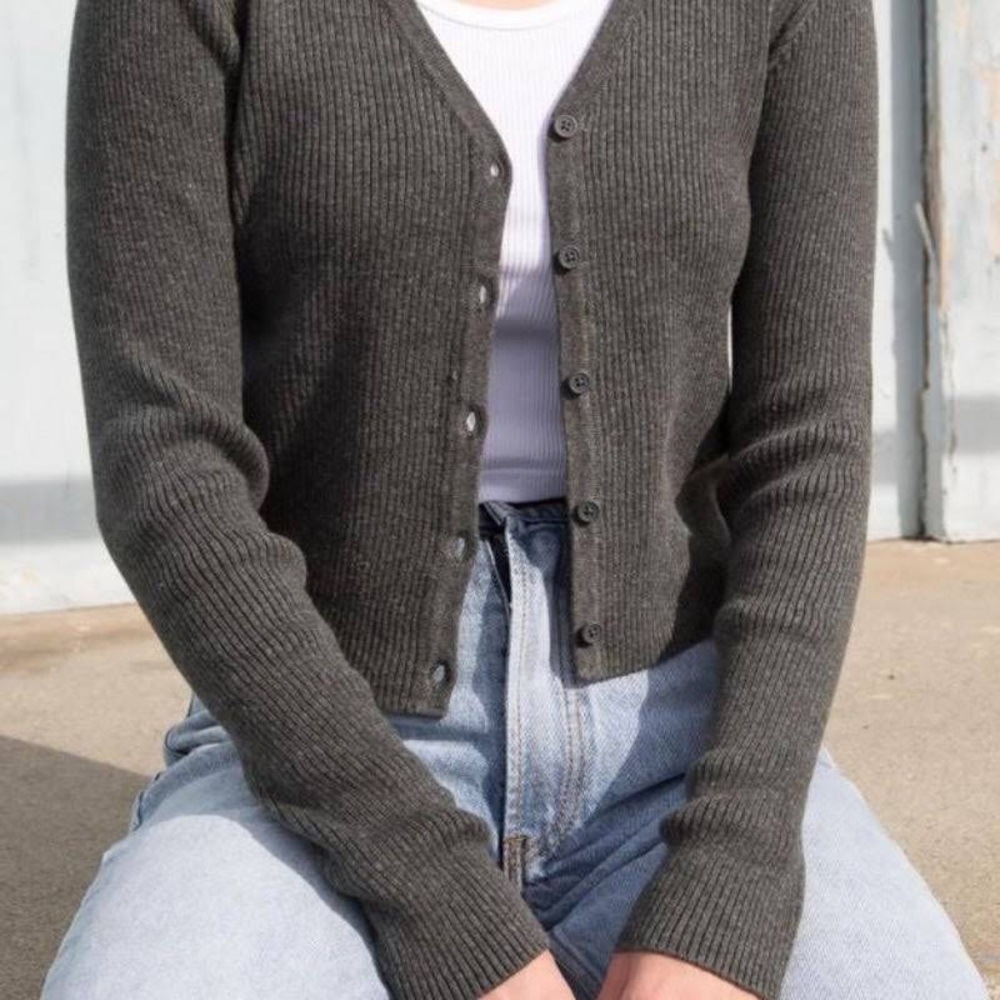Dark Grey Cardigan Sweater